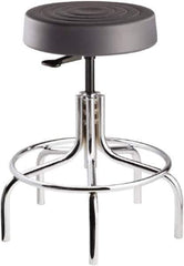 Bevco - 14 Inch Wide x 14-1/2 Inch Deep x 30 Inch High, Tubular Chrome Base, Adjustable Height Swivel Stool - Polyurethane Seat, Graphite - Apex Tool & Supply