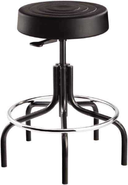 Bevco - 14 Inch Wide x 14-1/2 Inch Deep x 30 Inch High, Tubular Steel Base, Adjustable Height Swivel Stool - Polyurethane Seat, Black - Apex Tool & Supply