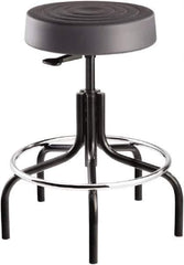 Bevco - 14 Inch Wide x 14-1/2 Inch Deep x 25 Inch High, Tubular Steel Base, Adjustable Height Swivel Stool - Polyurethane Seat, Graphite - Apex Tool & Supply