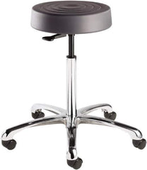 Bevco - 14 Inch Wide x 14-1/2 Inch Deep x 33 Inch High, Polished Aluminum Base, Adjustable Height Swivel Stool - Polyurethane Seat, Graphite - Apex Tool & Supply