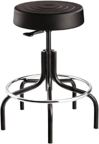 Bevco - 14 Inch Wide x 14-1/2 Inch Deep x 25 Inch High, Tubular Steel Base, Adjustable Height Swivel Stool - Polyurethane Seat, Black - Apex Tool & Supply