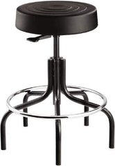 Bevco - 14 Inch Wide x 14-1/2 Inch Deep x 25 Inch High, Tubular Steel Base, Adjustable Height Swivel Stool - Polyurethane Seat, Black - Apex Tool & Supply