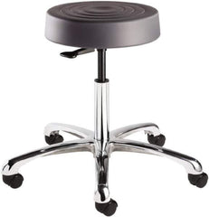 Bevco - 14 Inch Wide x 14-1/2 Inch Deep x 22-1/2 Inch High, Polished Aluminum Base, Adjustable Height Swivel Stool - Polyurethane Seat, Graphite - Apex Tool & Supply