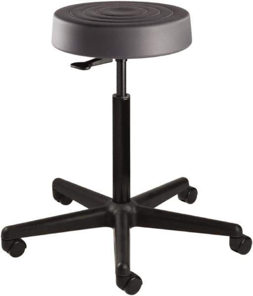 Bevco - 14 Inch Wide x 14-1/2 Inch Deep x 34 Inch High, Reinforced Black Nylon Base, Adjustable Height Swivel Stool - Polyurethane Seat, Graphite - Apex Tool & Supply