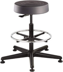 Bevco - 14 Inch Wide x 14-1/2 Inch Deep x 28-1/4 Inch High, Reinforced Black Nylon Base, Adjustable Height Swivel Stool - Polyurethane Seat, Graphite - Apex Tool & Supply