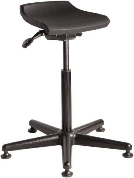 Bevco - 14 Inch Wide x 14 Inch Deep x 32 Inch High, Reinforced Black Nylon Base, Adjustable Height Swivel Stool - Polyurethane Seat, Black - Apex Tool & Supply