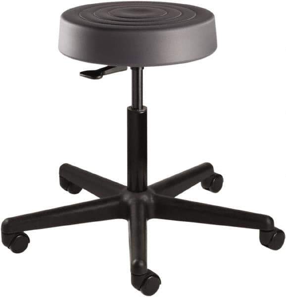 Bevco - 14 Inch Wide x 14-1/2 Inch Deep x 22-1/2 Inch High, Reinforced Black Nylon Base, Adjustable Height Swivel Stool - Polyurethane Seat, Graphite - Apex Tool & Supply