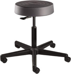 Bevco - 14 Inch Wide x 14-1/2 Inch Deep x 22-1/2 Inch High, Reinforced Black Nylon Base, Adjustable Height Swivel Stool - Polyurethane Seat, Graphite - Apex Tool & Supply