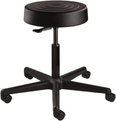 Bevco - 14 Inch Wide x 14-1/2 Inch Deep x 22-1/2 Inch High, Reinforced Black Nylon Base, Adjustable Height Swivel Stool - Polyurethane Seat, Black - Apex Tool & Supply