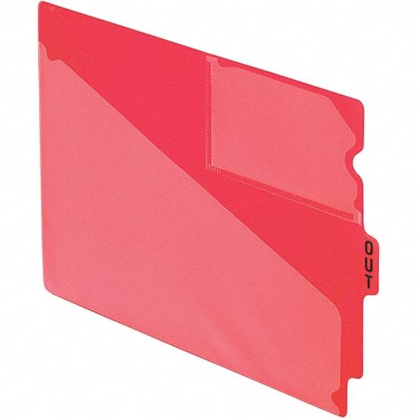 Pendaflex - 8-1/2 x 11" 50 Tabs, Unpunched, End Tab Out Guides with Pockets - Red - Apex Tool & Supply