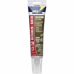 White Lightning - 5.3 oz Tube Clear Silicone Sealant - -80 to 450°F Operating Temp, 30 min Tack Free Dry Time, 24 hr Full Cure Time - Apex Tool & Supply