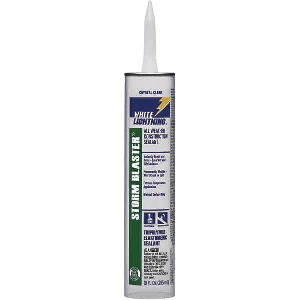 White Lightning - 10 oz Tube Clear Tetrachloroethylene Caulk - -40 to 180°F Operating Temp, 120 min Tack Free Dry Time, 96 hr Full Cure Time - Apex Tool & Supply