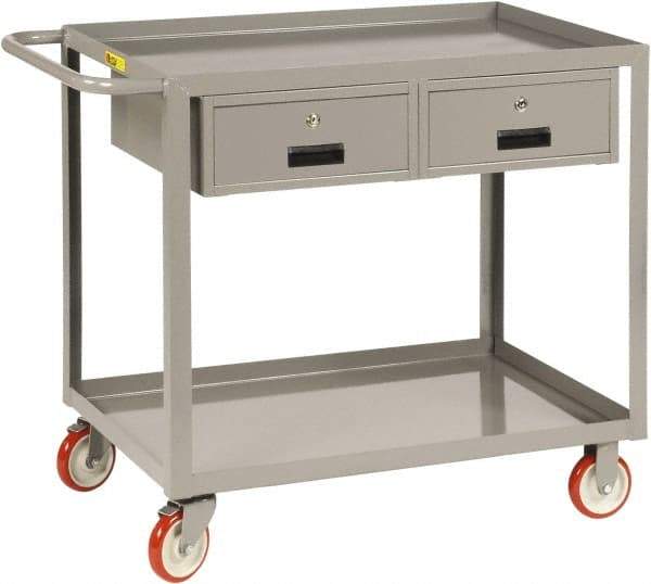 Little Giant - 1,200 Lb Capacity, 24" Wide x 42" Long x 35" High Shelf Cart - 2 Shelf, Steel, 2 Rigid/2 Swivel Casters - Apex Tool & Supply