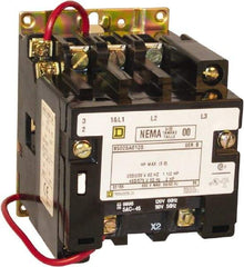 Square D - 3 Pole, 550 Coil VAC at 50 Hz and 600 Coil VAC at 60 Hz, 9 Amp NEMA Contactor - Open Enclosure, 50 Hz at 550 Hz VAC and 60 Hz at 600 VAC - Apex Tool & Supply
