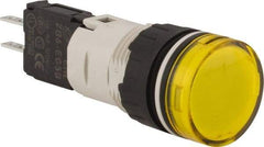 Schneider Electric - 48-120 VAC/VDC Yellow Lens LED Pilot Light - Round Lens, Quick Connect Connector, 18mm Wide, Vibration Resistant - Apex Tool & Supply
