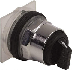 Schneider Electric - 1.18 Inch Mount Hole, 3 Position, Knob and Pushbutton Operated, Selector Switch Only - Black, Momentary (MO), without Contact Blocks, Weatherproof and Dust and Oil Resistant - Apex Tool & Supply