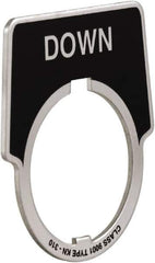 Schneider Electric - Aluminum Legend Plate - Down - Black Background, 30mm Hole Diameter, 1-3/4 Inch Wide - Apex Tool & Supply