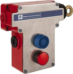 Telemecanique Sensors - 10 Amp, 2NO/2NC Configuration, Rope Operated Limit Switch - Pushbutton Reset, Rope Pull, Pilot Light Indicator, 300 VAC - Apex Tool & Supply