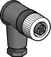 Telemecanique Sensors - 3 Amp, M12 4 Pin Elbowed Female Field Attachable Connector Sensor and Receptacle - 125 VAC, 150 VDC, IP67 Ingress Rating - Apex Tool & Supply