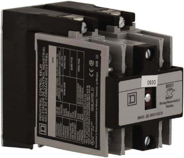 Square D - Electromechanical Screw Clamp General Purpose Relay - 20 Amp at 600 VAC, 2NO, 110 VAC at 50 Hz & 120 VAC at 60 Hz - Apex Tool & Supply
