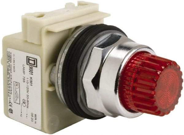 Schneider Electric - 1.18 Inch Mount Hole, Extended Straight, Pushbutton Switch Only - Round, Red Pushbutton, Illuminated, Momentary (MO), Weatherproof, Dust and Oil Resistant - Apex Tool & Supply