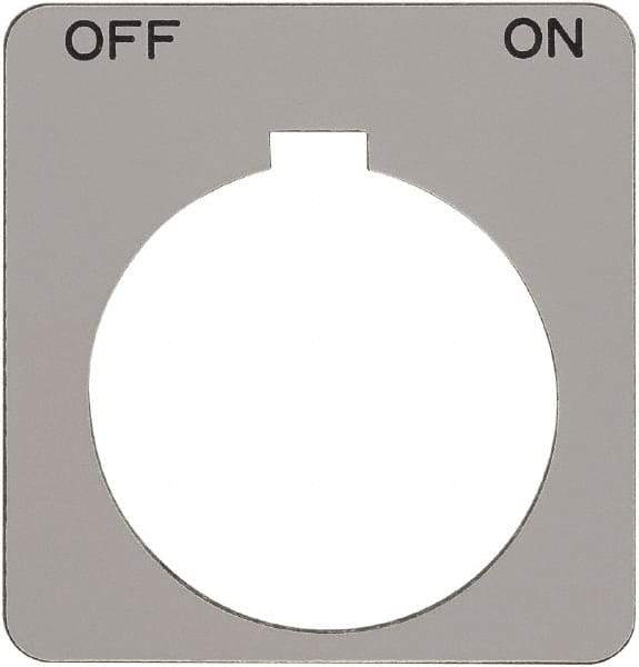 Schneider Electric - Square, Plastic Legend Plate - Off-On - Silver Background, Black Letters, 1.2 Inch Hole Diameter, 1-3/4 Inch Square - Apex Tool & Supply