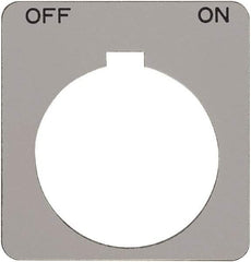 Schneider Electric - Square, Plastic Legend Plate - Off-On - Silver Background, Black Letters, 1.2 Inch Hole Diameter, 1-3/4 Inch Square - Apex Tool & Supply