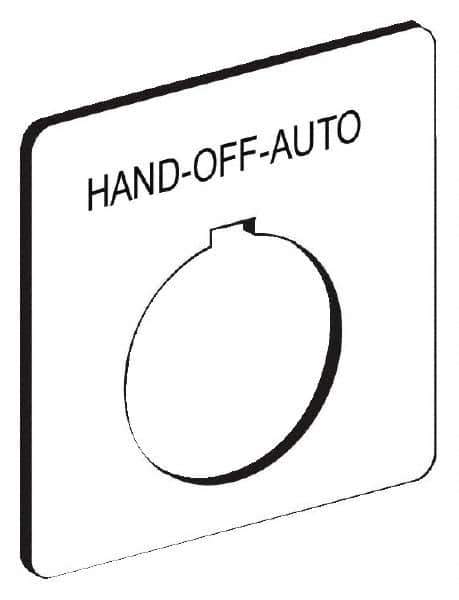 Schneider Electric - Square, Aluminum Legend Plate - Hand-Off-Auto - White Background, Black Letters, 30mm Hole Diameter, 57 Inch Square - Apex Tool & Supply