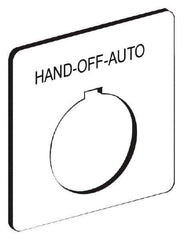 Schneider Electric - Square, Aluminum Legend Plate - Hand-Off-Auto - White Background, Black Letters, 30mm Hole Diameter, 57 Inch Square - Apex Tool & Supply