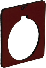 Schneider Electric - Square, Plastic Legend Plate - Off - Red Background, Black Letters, 1.2 Inch Hole Diameter, 1-3/4 Inch Square - Apex Tool & Supply