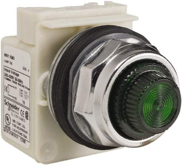 Schneider Electric - 480 VAC Green Lens Indicating Light - Screw Clamp Connector - Apex Tool & Supply