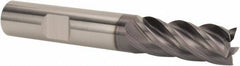 SGS - 1" Diam, Variable Pitch, 1-1/2" LOC, 5 Flute Solid Carbide Roughing Square End Mill - AlTiN Finish, 4" OAL, 1" Shank Diam, Single End, 37° Helix - Apex Tool & Supply