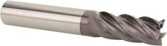 SGS - 1" Diam, Variable Pitch, 1-1/2" LOC, 5 Flute Solid Carbide Roughing Square End Mill - AlTiN Finish, 4" OAL, 1" Shank Diam, Single End, 37° Helix - Apex Tool & Supply