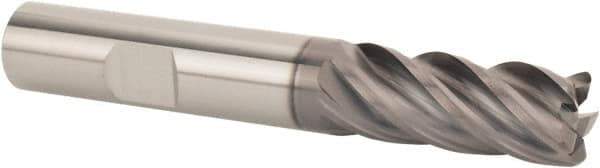 SGS - 12mm Diam, Variable Pitch, 26mm LOC, 5 Flute Solid Carbide 0.5mm Corner Radius Roughing End Mill - AlTiN Finish, 83mm OAL, 12mm Shank Diam, Single End, 37° Helix - Apex Tool & Supply
