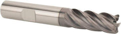 SGS - 12mm Diam, Variable Pitch, 26mm LOC, 5 Flute Solid Carbide 1mm Corner Radius Roughing End Mill - AlTiN Finish, 83mm OAL, 12mm Shank Diam, Single End, 37° Helix - Apex Tool & Supply