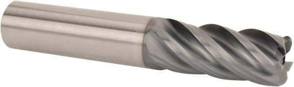 SGS - 20mm Diam, Variable Pitch, 43mm LOC, 5 Flute Solid Carbide 1mm Corner Radius Roughing End Mill - AlTiN Finish, 104mm OAL, 20mm Shank Diam, Single End, 37° Helix - Apex Tool & Supply
