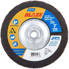 Norton - 7" 60 Grit 5/8-11 Center Hole Type 27 Ceramic Alumina Flap Disc - Apex Tool & Supply