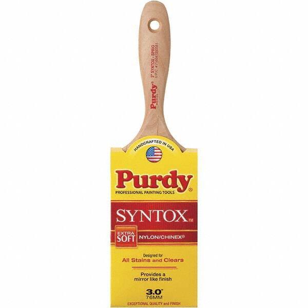Purdy - 3" Flat Synthetic Trim Brush - 3-3/16" Bristle Length, 3-3/16" Wood Beavertail Handle - Apex Tool & Supply