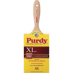 Purdy - 4" Flat Synthetic Trim Brush - 3-11/16" Bristle Length, 3-3/16" Wood Beavertail Handle - Apex Tool & Supply