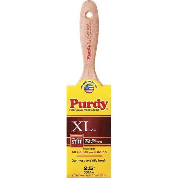 Purdy - 2-1/2" Flat Synthetic Trim Brush - 2-15/16" Bristle Length, 3-3/16" Wood Beavertail Handle - Apex Tool & Supply