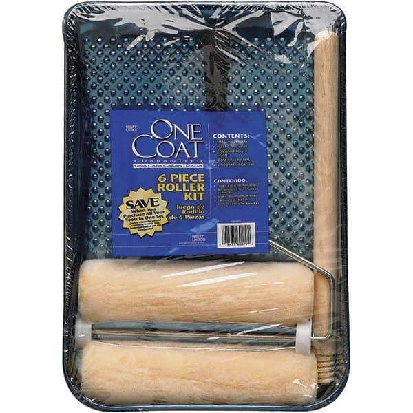 Bestt-Liebco - 12" Long, 3/8" Nap, Mini Roller Kit - 9" Wide, Metal Frame, Includes Paint Tray, Roller Cover & Frame - Apex Tool & Supply