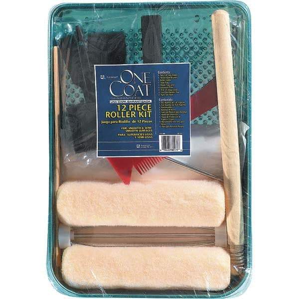 Bestt-Liebco - 12" Long, 3/8" Nap, Mini Roller Kit - 9" Wide, Metal Frame, Includes Paint Tray, Roller Cover & Frame - Apex Tool & Supply