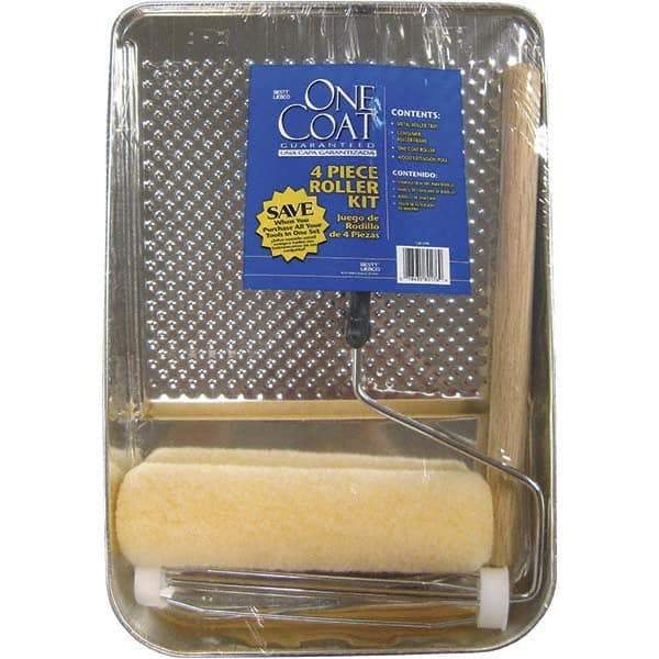 Bestt-Liebco - 12" Long, 3/8" Nap, Mini Roller Kit - 9" Wide, Metal Frame, Includes Paint Tray, Roller Cover & Frame - Apex Tool & Supply