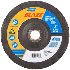 Norton - 7" 40 Grit 7/8" Center Hole Type 27 Ceramic Alumina Flap Disc - Apex Tool & Supply