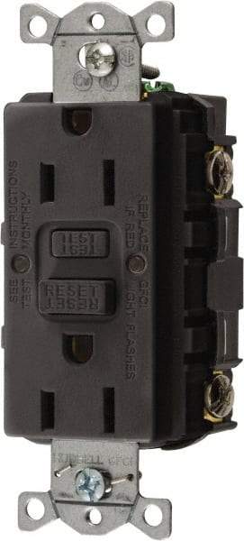 Hubbell Wiring Device-Kellems - 1 Phase, 5-15R NEMA, 125 VAC, 15 Amp, GFCI Receptacle - 2 Pole, Back and Side Wiring, Commercial Grade - Apex Tool & Supply