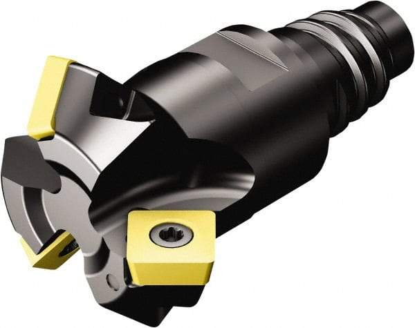 Sandvik Coromant - 12mm Cut Diam, 15.5mm Arbor Hole, 5.47mm Max Depth of Cut, 45° Indexable Chamfer & Angle Face Mill - 1 Insert, 495-09T3M-XL Insert, Right Hand Cut, Through Coolant, Series CoroMill 495 - Apex Tool & Supply