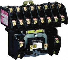 Square D - No Enclosure, 10 Pole, Electrically Held Lighting Contactor - 20 A (Tungsten), 30 A (Fluorescent), 220 VAC at 50 Hz, 240 VAC at 60 Hz, 10NO Contact Configuration - Apex Tool & Supply