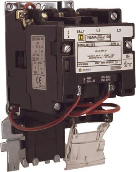 Square D - 110 Coil VAC at 50 Hz, 120 Coil VAC at 60 Hz, 9 Amp, Nonreversible Open Enclosure NEMA Motor Starter - 2 hp at 1 Phase - Apex Tool & Supply