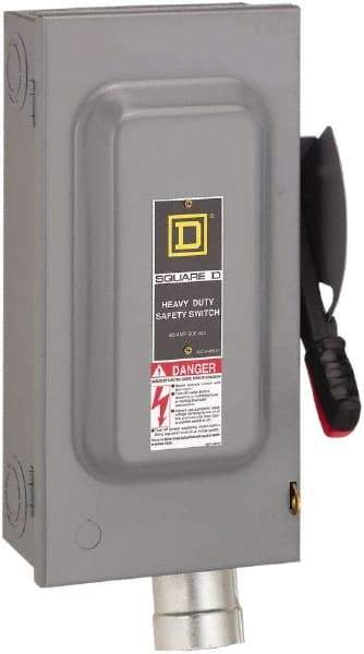 Square D - 60 Amp, 600 VAC, 3 Pole Fused Safety Switch - NEMA 12, 50 hp at 600 VAC (Triple Phase) - Apex Tool & Supply