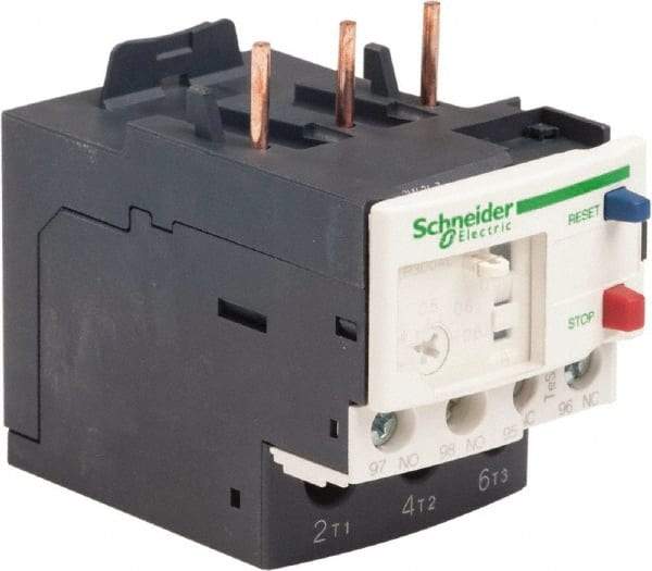 Schneider Electric - 3 Pole, NEMA Size 00-1, 0.4 to 0.63 Amp, 690 VAC, Thermal NEMA Overload Relay - Trip Class 20, For Use with LC1D09, LC1D12, LC1D18, LC1D25, LC1D32 and LC1D38 - Apex Tool & Supply